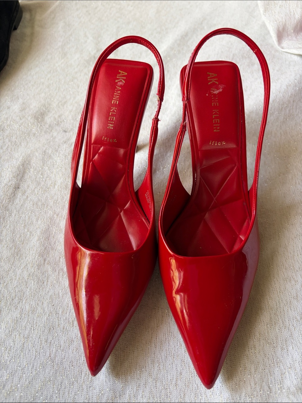 Anne Klein Red Patent Slingback Pointed-Toe Heels